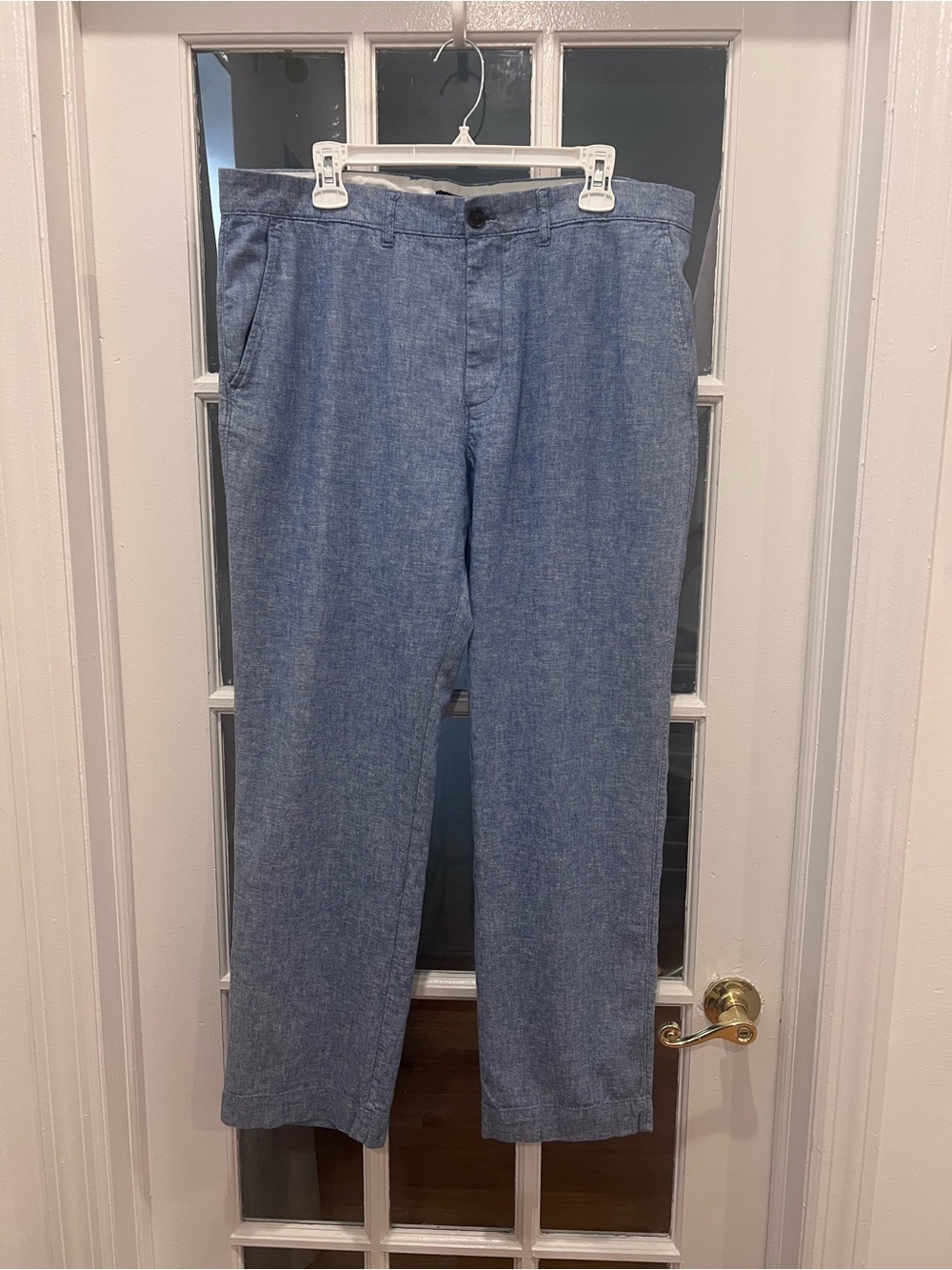 J.Crew Men’s Linen Blend Straight Fit Pants Blue W36 L30